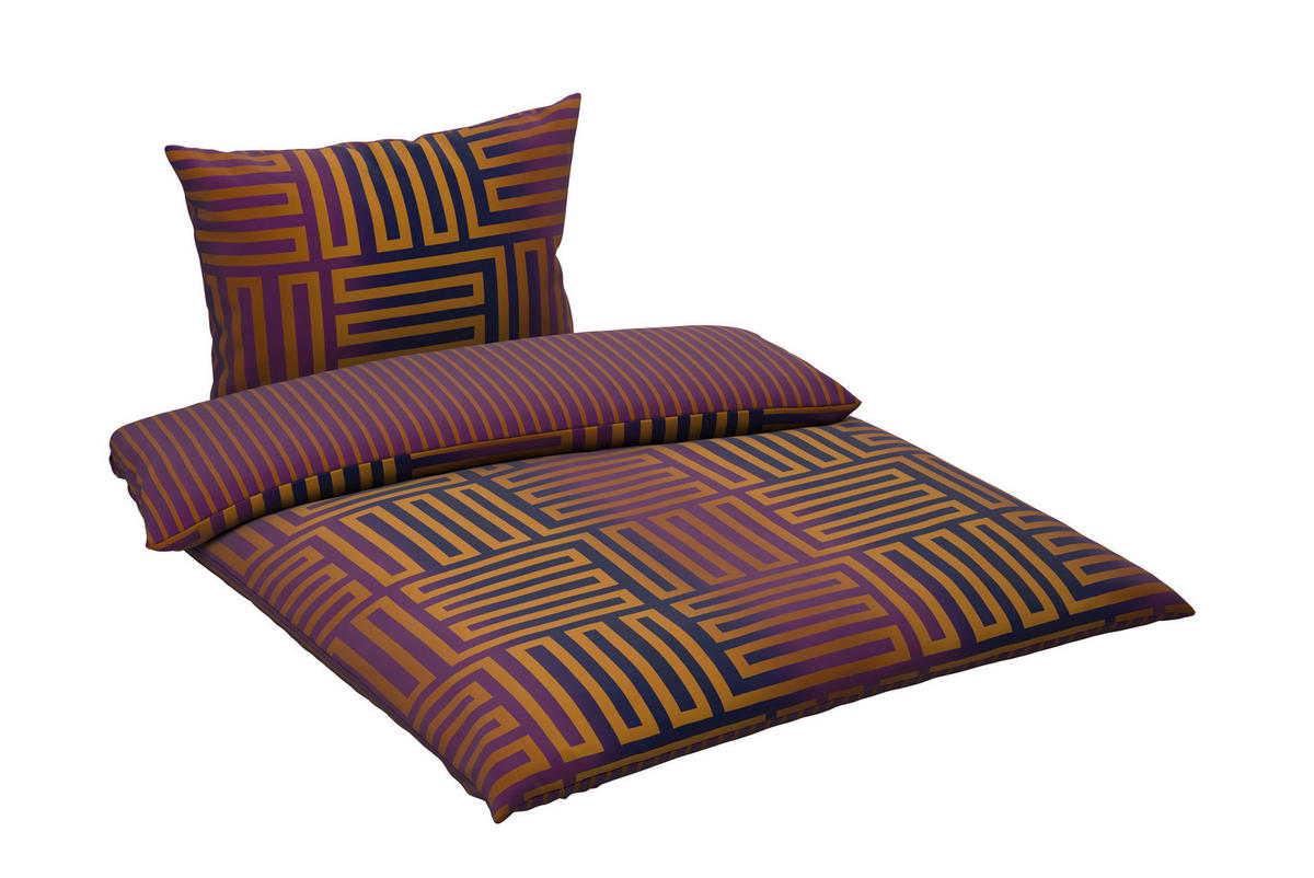 WENDEBETTWÄSCHE 2-teilig Satin 140/200 cm  - Braun/Orange, KONVENTIONELL, Textil (140/200cm) - Novel