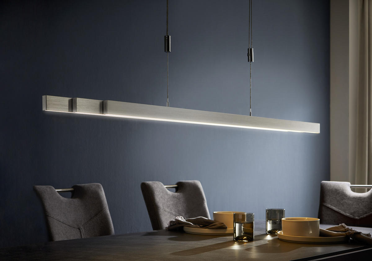 LED-HÄNGELEUCHTE 120-179/5,5/100-180 cm   - Silberfarben, Design, Kunststoff/Metall (120-179/5,5/100-180cm) - Paul Neuhaus