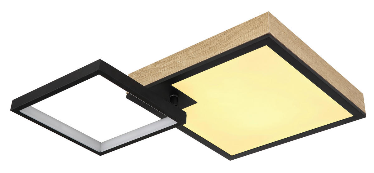 LED-DECKENLEUCHTE 21 W    60/41/10 cm  - Dunkelbraun/Opal, Natur, Holzwerkstoff/Kunststoff (60/41/10cm) - Globo