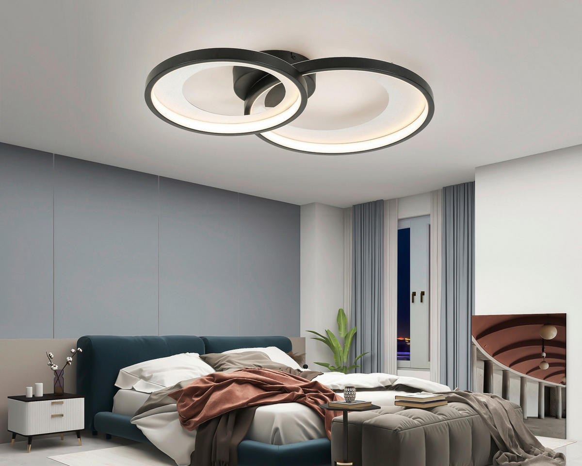 STROPNÍ LED SVÍTIDLO, 55/35/8,5 cm - černá/barvy stříbra, Design, kov/plast (55/35/8,5cm) - Novel