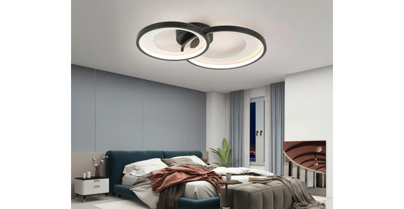 LED-DECKENLEUCHTE 55/35/8,5 cm   - Silberfarben/Schwarz, Design, Kunststoff/Metall (55/35/8,5cm) - Novel