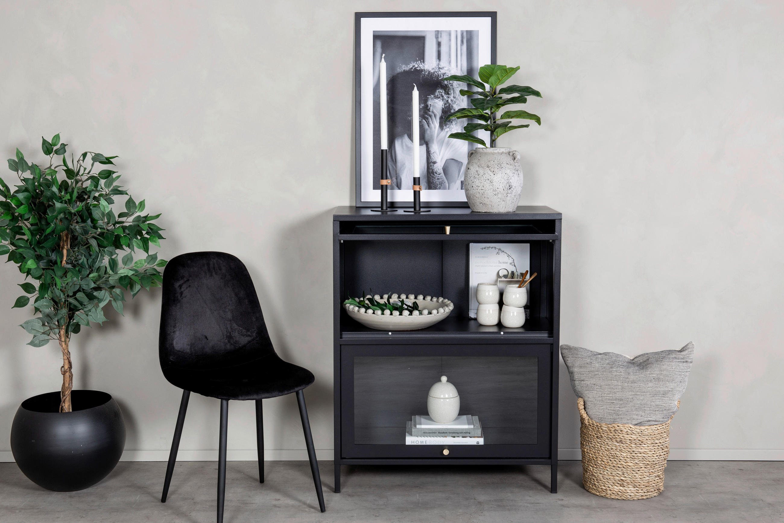SIDEBOARD 80/100/40 cm  - svart, Design, metall/glas (80/100/40cm) - Livetastic