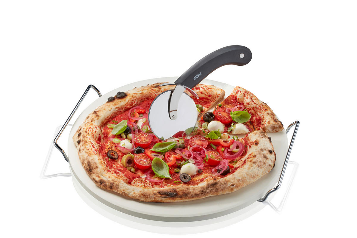 KAMEN ZA PIZZU  metal, plastika, kamen  Darioso  - prirodne boje/boje oplemenjenog čelika, Basics, kamen/metal (33cm) - Gefu