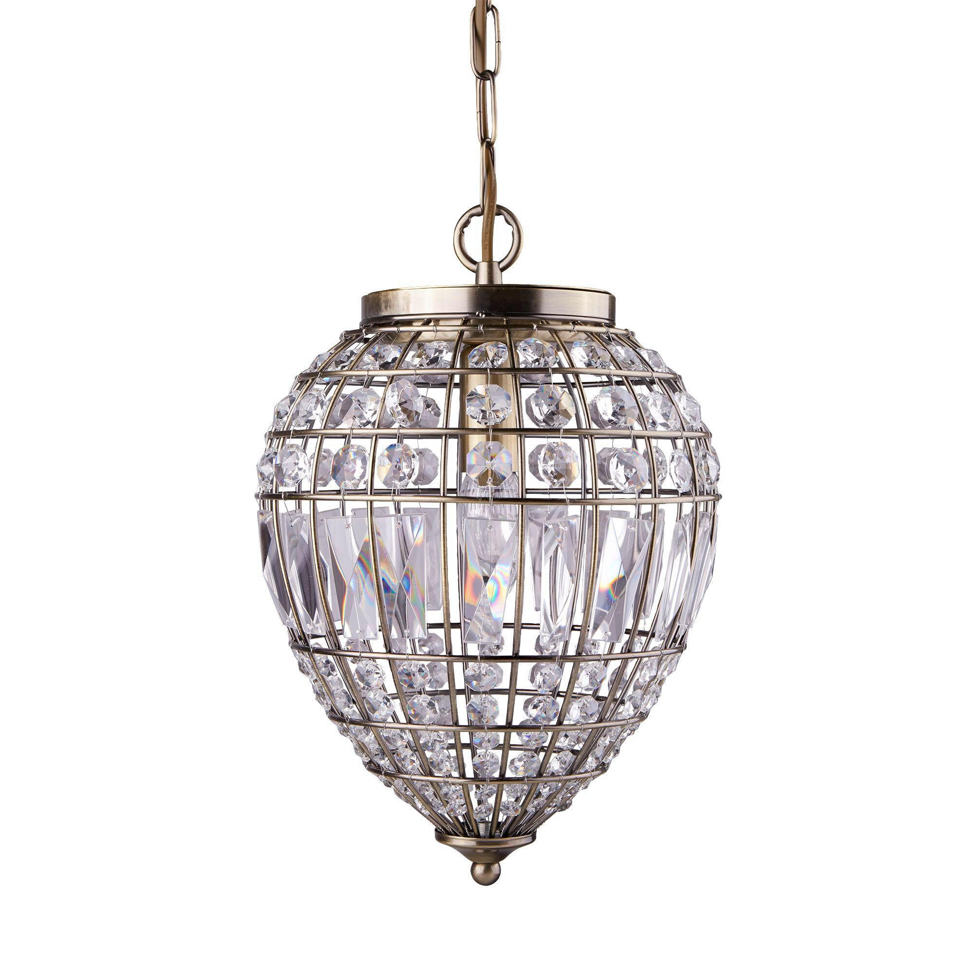 HÄNGELEUCHTE 23/34-93 cm  - Messingfarben, Design, Glas/Metall (23/34-93cm)