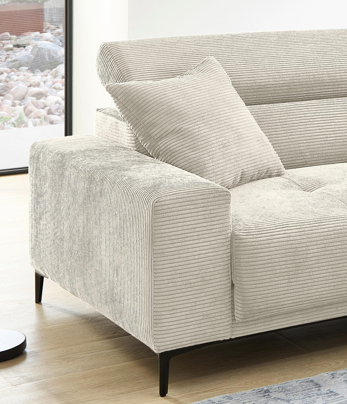 ECKSOFA Cord Beige  - Beige/Schwarz, Basics, Textil/Metall (250/183cm) - Livetastic