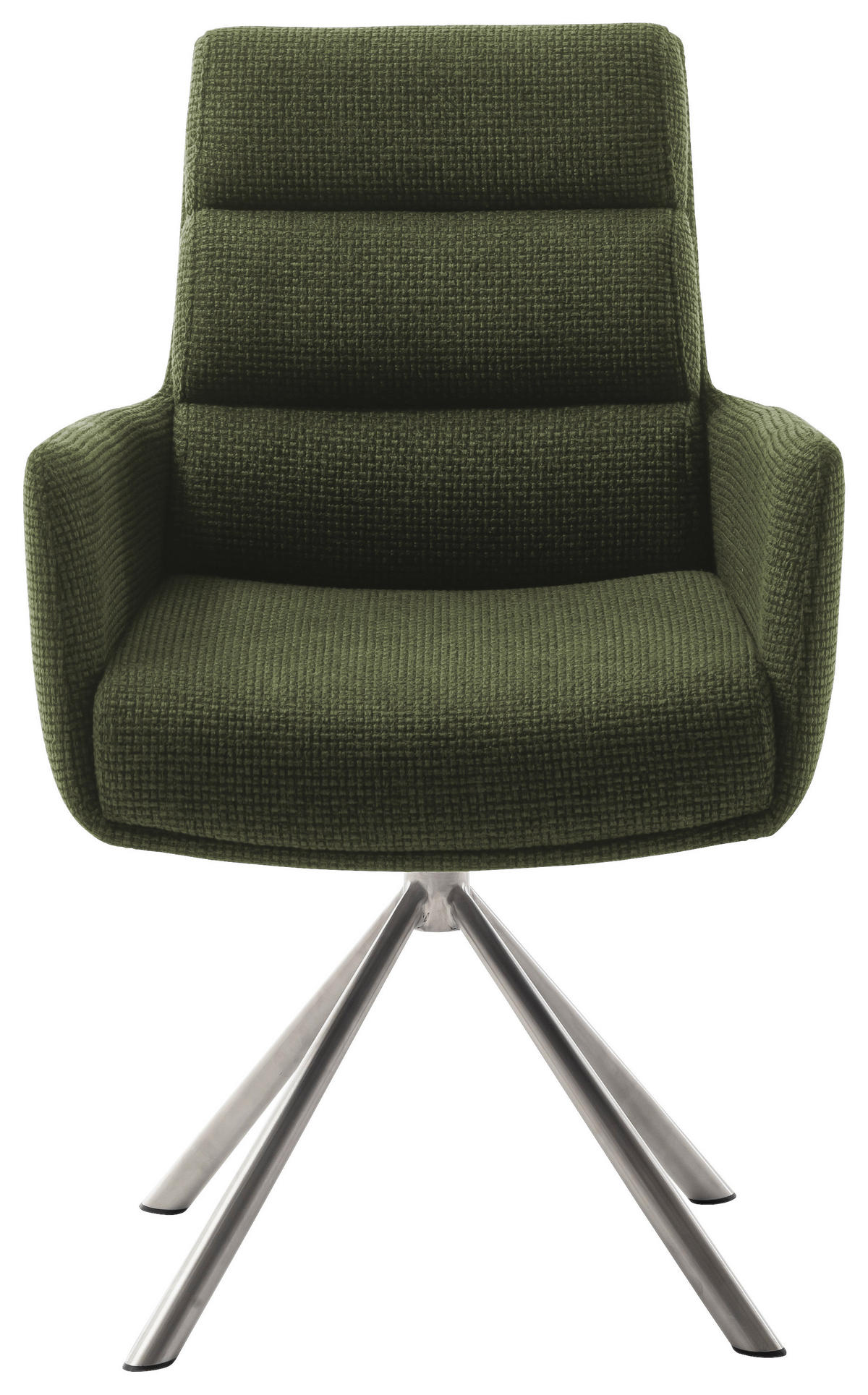 ARMLEHNSTUHL  in Edelstahl Webstoff  - Edelstahlfarben/Olivgrün, Design, Textil/Metall (61/90/64cm) - Dieter Knoll