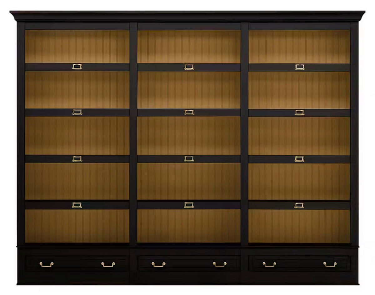 BÜCHERWAND Pinie massiv Schwarz  - Schwarz/Bronzefarben, LIFESTYLE, Holz/Metall (311/238,5/46,5cm) - Livetastic