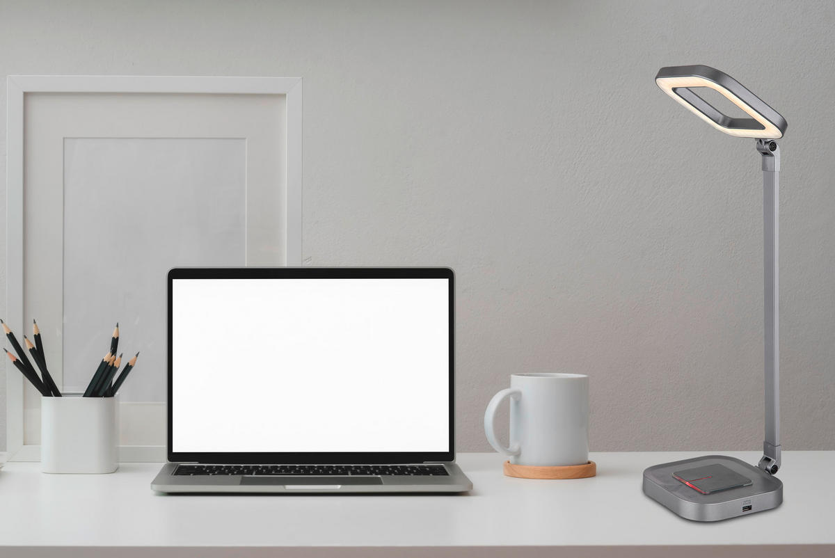 LED-SVETILKA ZA PISALNO MIZO     14,5/14,5/43 cm          - siva/bela, Basics, kovina/umetna masa (14,5/14,5/43cm) - Globo