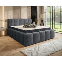 BOXBETT 200/200 cm,  in Anthrazit, gepolstertes Kopfteil, Bettkasten, Topper, Matratzen, H3 + H3 = fest  - Anthrazit/Schwarz, MODERN, Kunststoff/Textil (200/200cm) - Xora
