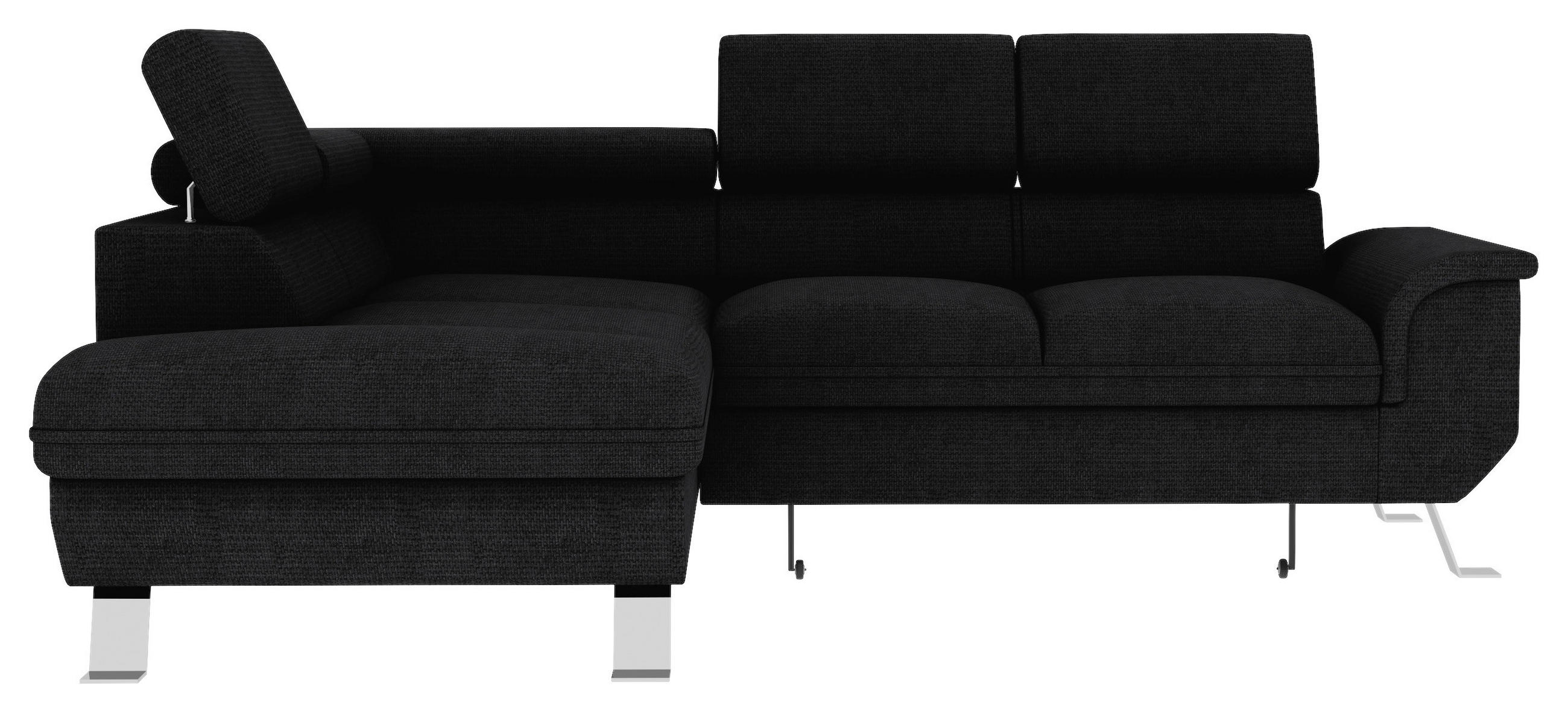 ECKSOFA in Struktur Schwarz  - Silberfarben/Schwarz, Konventionell, Textil/Metall (207/268cm) - MID.YOU