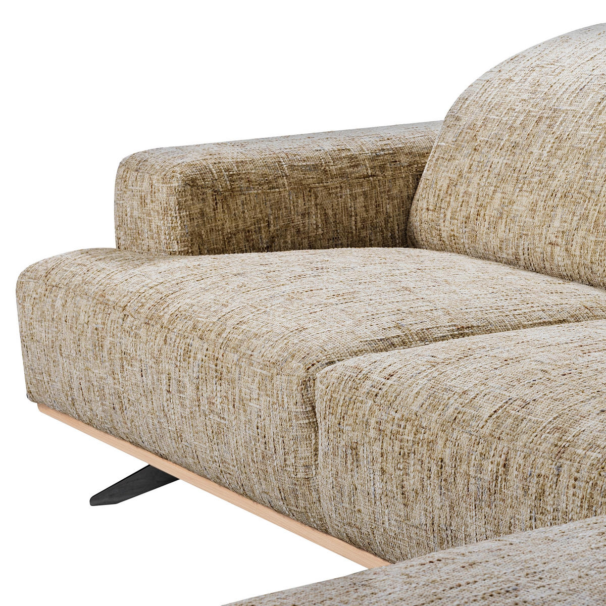 ECKSOFA Struktur Hellbraun  - Hellbraun/Schwarz, Design, Holz/Textil (295/187cm) - Livetastic