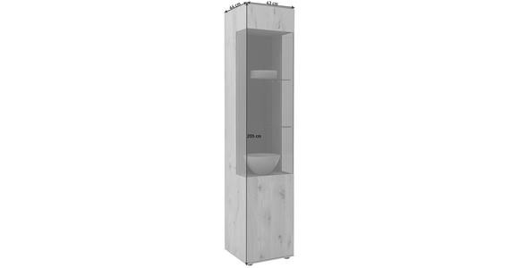 VITRINE in vollmassiv Kerneiche Anthrazit, Eichefarben - Eichefarben/Anthrazit, Natur, Glas/Holz (43/205/44cm) - Valnatura
