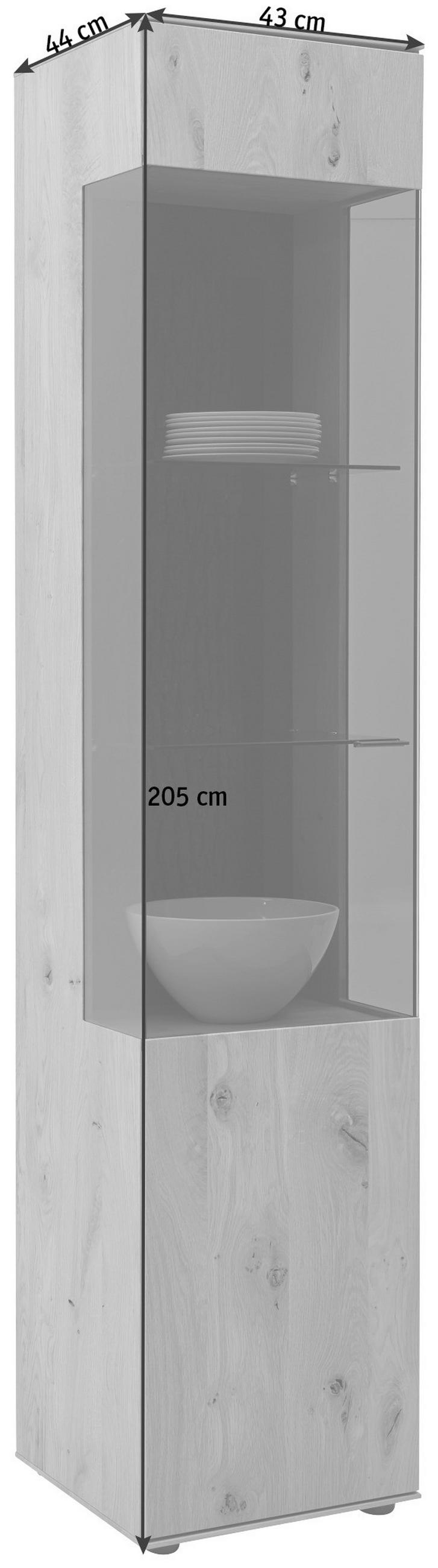 VITRINE in vollmassiv Kerneiche Anthrazit, Eichefarben  - Eichefarben/Anthrazit, Design, Glas/Holz (43/205/44cm) - Valnatura