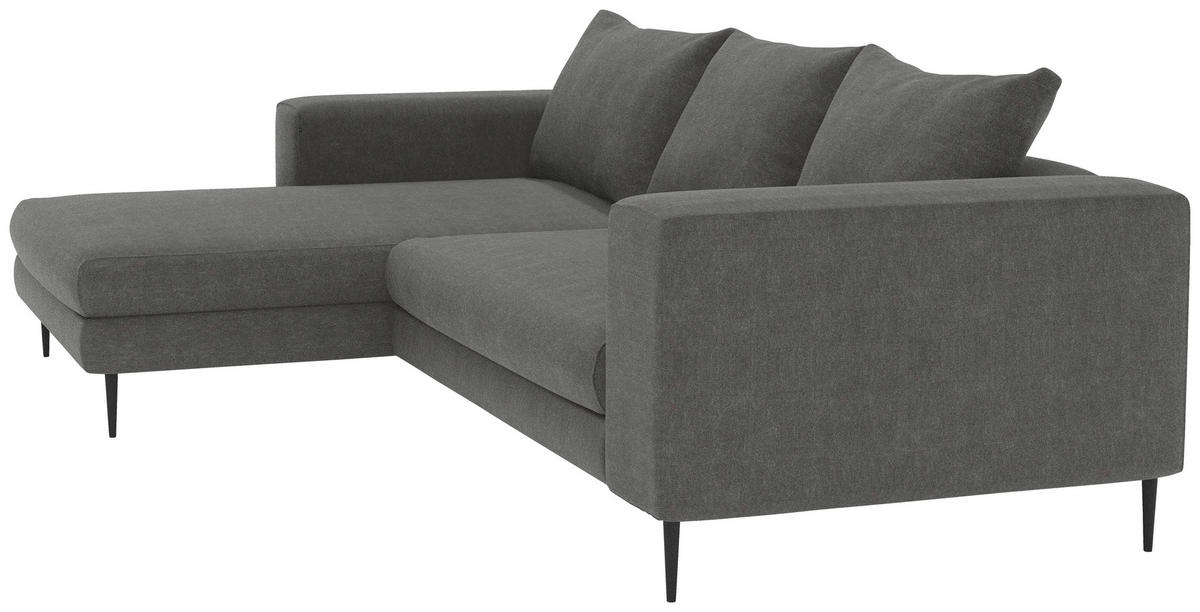 ECKSCHLAFSOFA in Struktur Dunkelgrau  - Dunkelgrau/Schwarz, Modern, Textil/Metall (315/170cm) - Trendmanufaktur