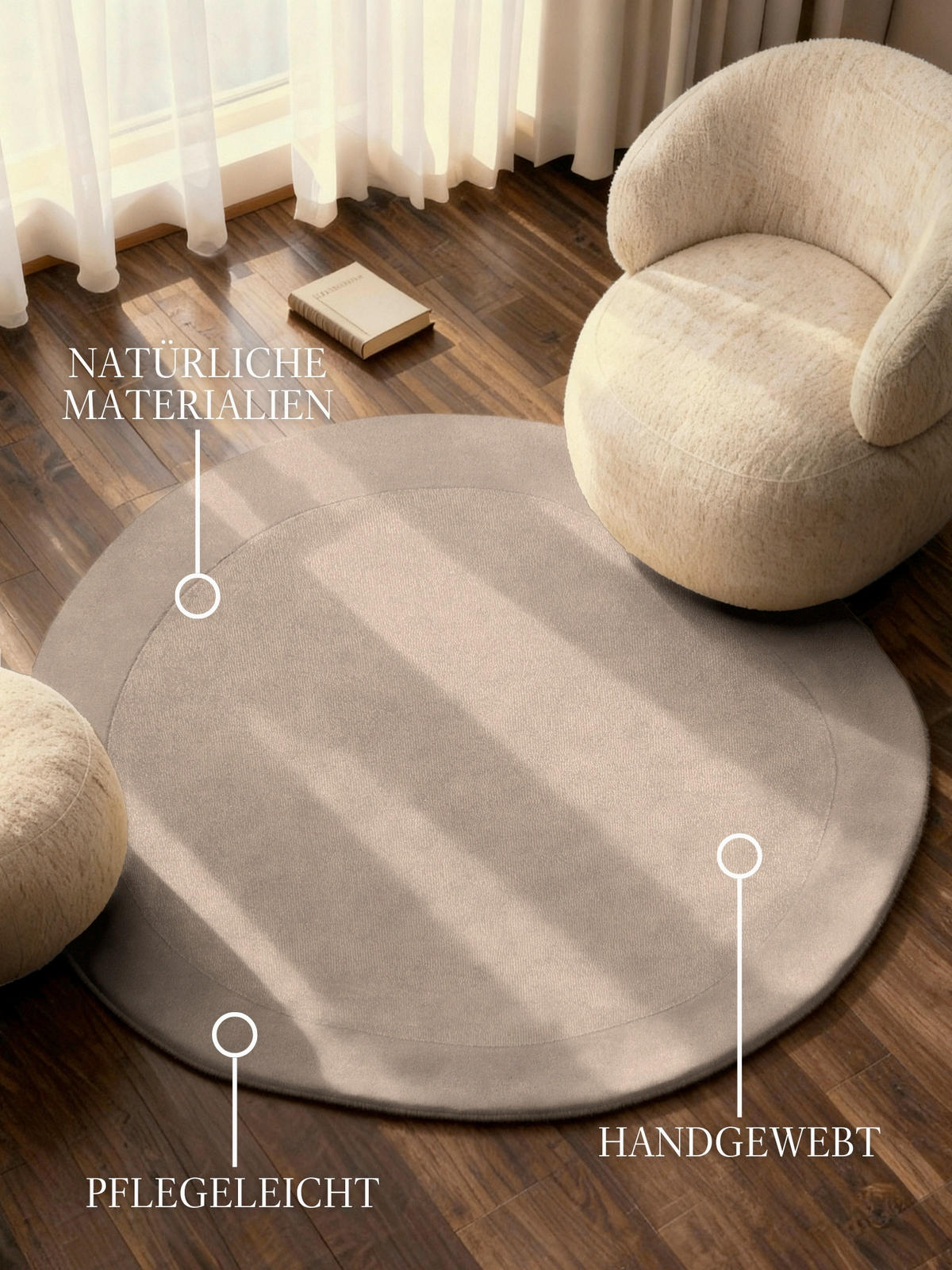 WOLLTEPPICH 160 cm 1812 Creme organisch  - Creme, KONVENTIONELL, Textil (160cm) - Villeroy & Boch