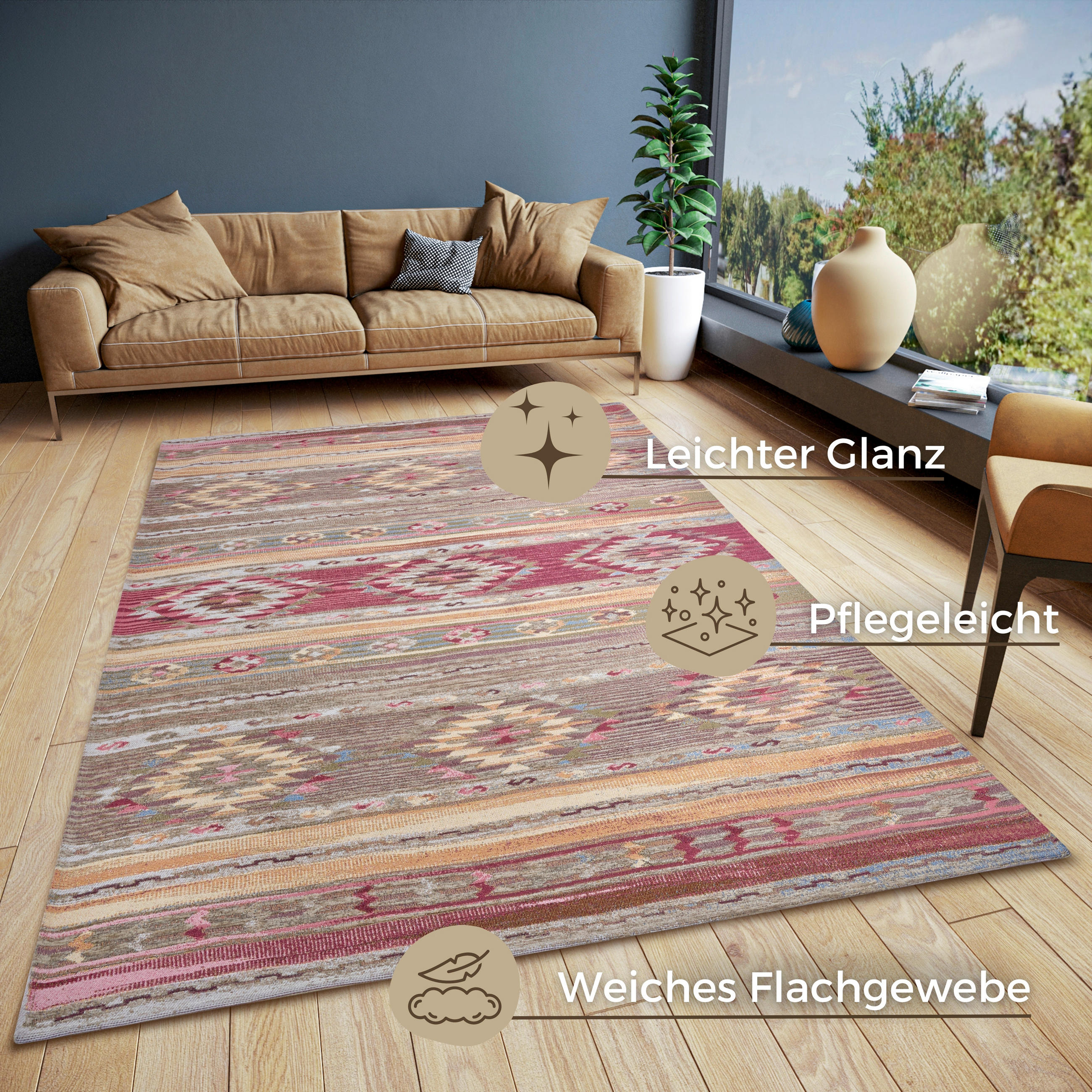 FLACHWEBETEPPICH 120/180 cm Gobelin Multicolor  - Multicolor, Design, Kunststoff/Textil (120/180cm)