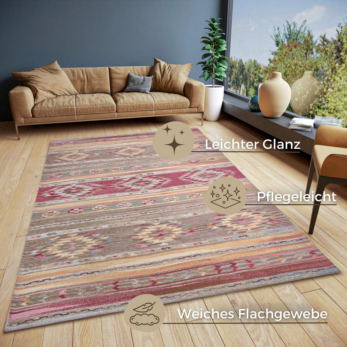 FLACHWEBETEPPICH 75/150 cm Gobelin Multicolor  - Multicolor, Design, Kunststoff/Textil (75/150cm)