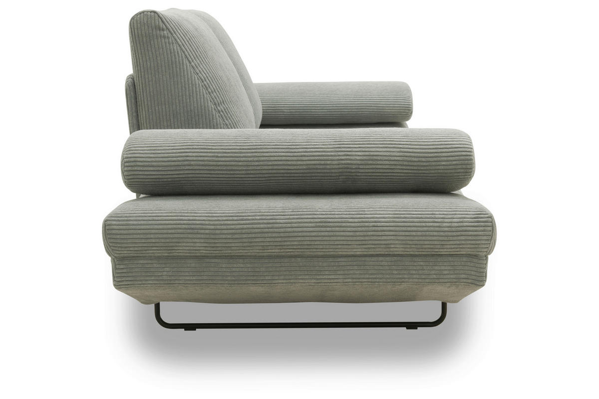 SCHLAFSOFA in Cord, Mikrofaser Hellgrau  - Hellgrau/Schwarz, Design, Textil/Metall (210/95/97cm) - MID.YOU