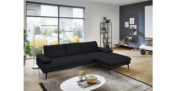 ECKSOFA in Echtleder Anthrazit 310/180 cm - Anthrazit/Schwarz, Design, Leder/Metall (310/180cm) - Dieter Knoll