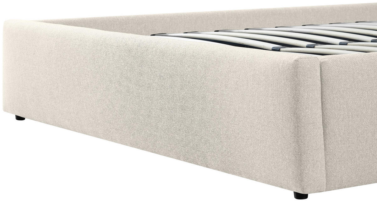 POLSTERBETT 140/200 cm  Creme  - Creme/Schwarz, Modern, Holz/Kunststoff (140/200cm) - Livetastic