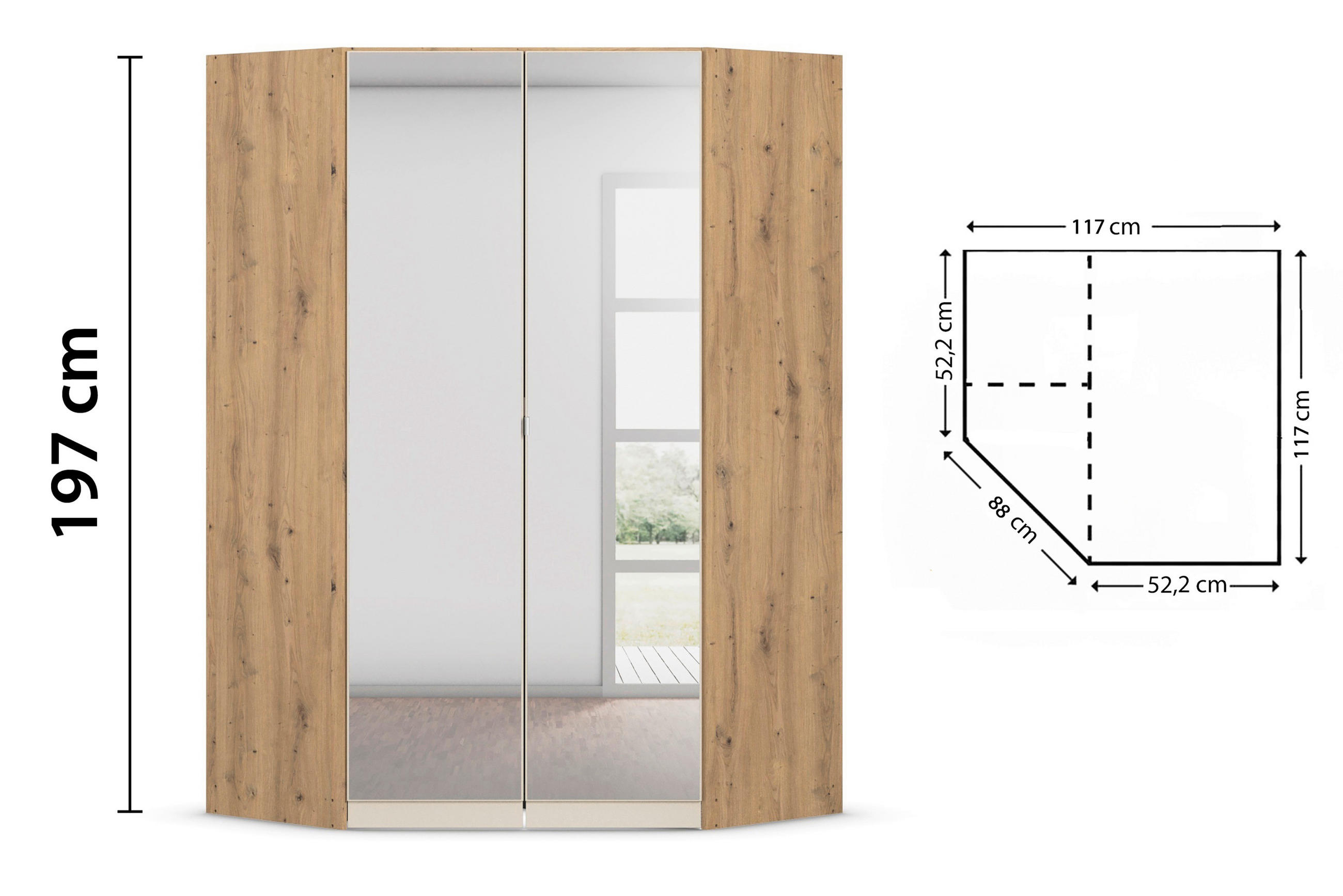 KOTNA OMARA,  - Design, kovina/leseni material (117/197/117cm) - Carryhome