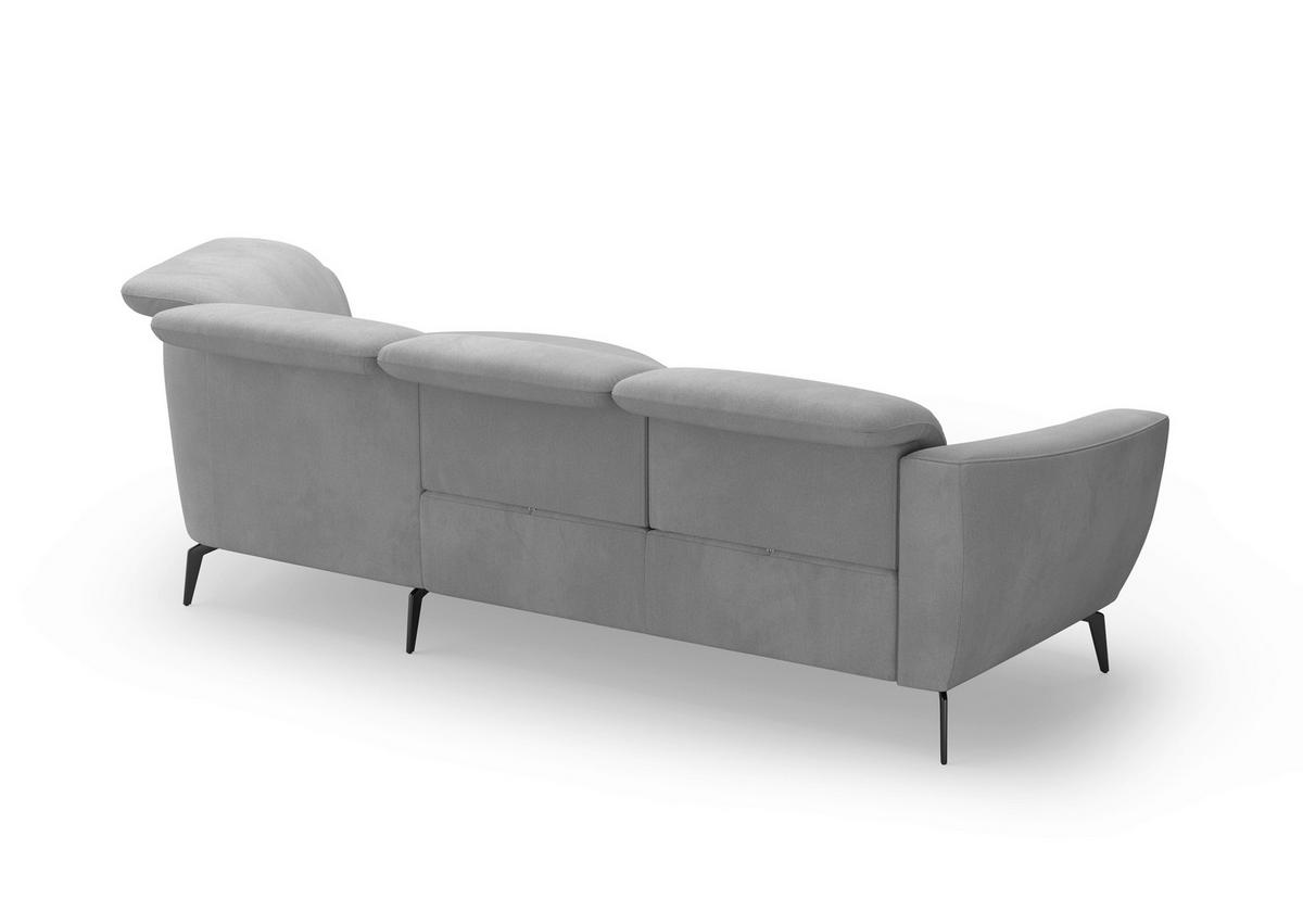 ECKSOFA ZOE E Grau Flachgewebe  - Schwarz/Grau, KONVENTIONELL, Textil/Metall (309/199cm) - Sit & More