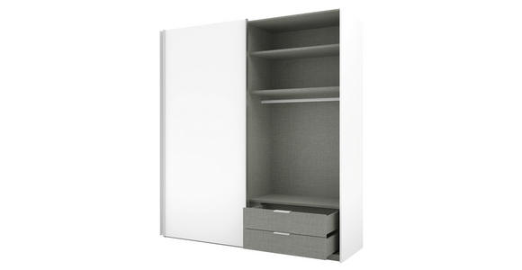 SCHWEBETÜRENSCHRANK 200/223/69 cm 2-türig Weiß - Alufarben/Weiß, KONVENTIONELL, Holzwerkstoff/Metall (200/223/69cm) - Novel