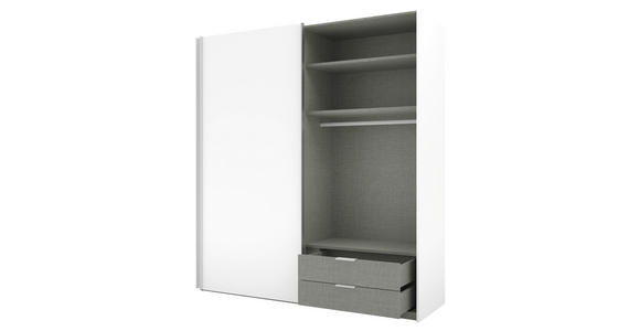 SCHWEBETÜRENSCHRANK  in Weiß  - Alufarben/Weiß, KONVENTIONELL, Holzwerkstoff/Metall (200/223/69cm) - Novel