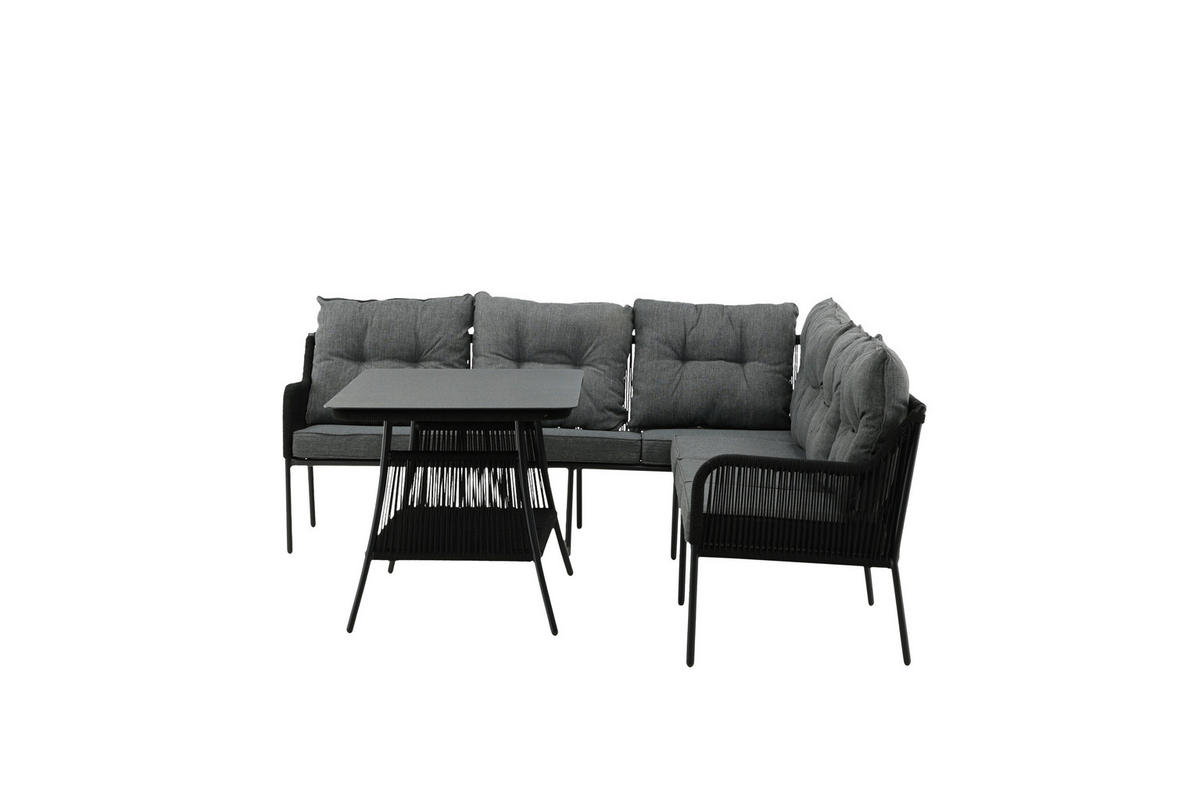 DINING-LOUNGESET 173/196 cm Stahl  - Schwarz, KONVENTIONELL, Metall (173/196cm) - Gardenson