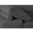 ECKSOFA Dunkelgrau Flachgewebe Rücken echt, Rückenkissen  - Dunkelgrau/Schwarz, KONVENTIONELL, Textil/Metall (310/240cm) - Carryhome
