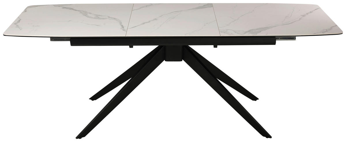 JEDILNA MIZA, bela, črna  - črna/bela, Design, kovina/keramika (160-220/90/76cm) - Hom`in