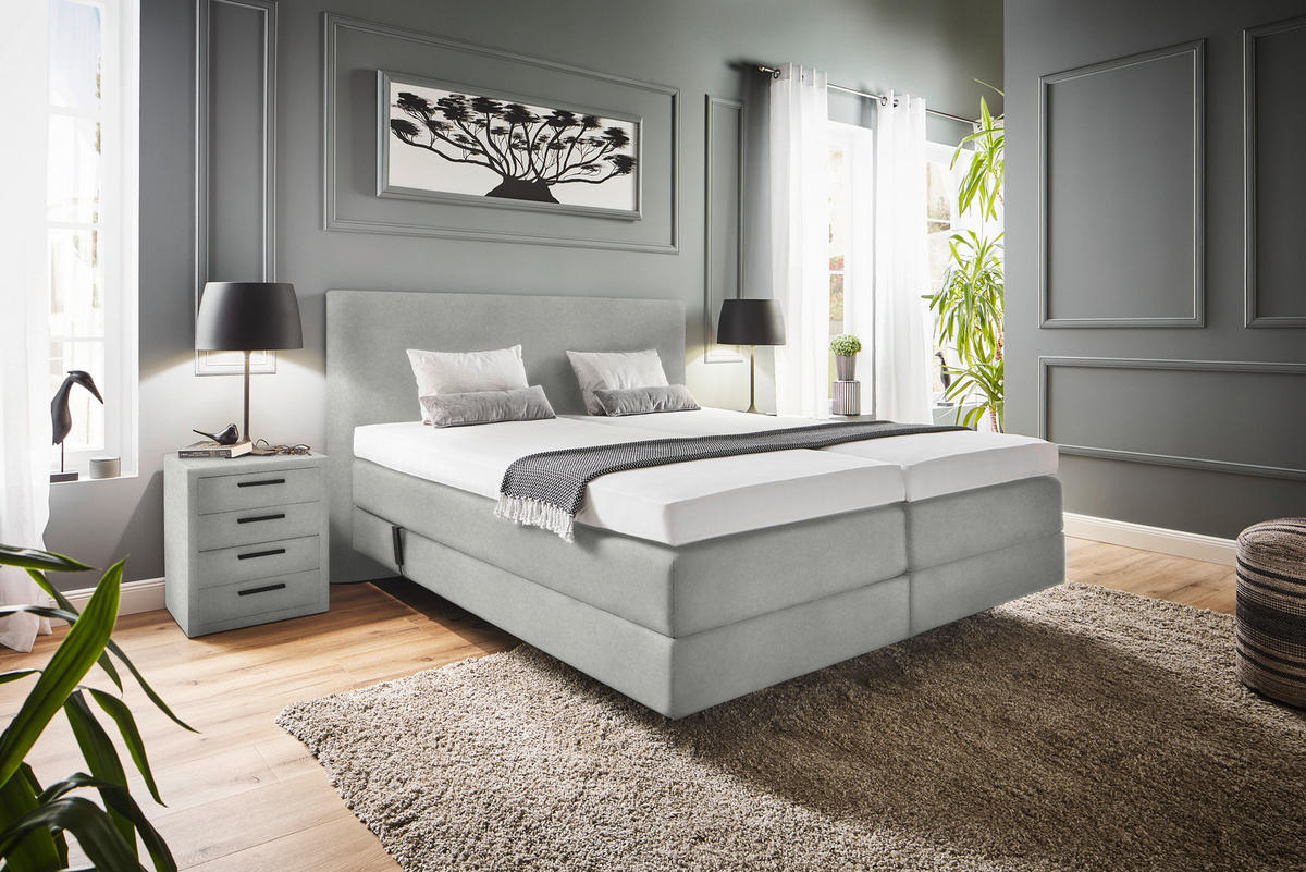 BOXSPRINGBETT 160/200 cm  in Hellgrau  - Hellgrau, Konventionell, Holz/Textil (160/200cm) - Dieter Knoll
