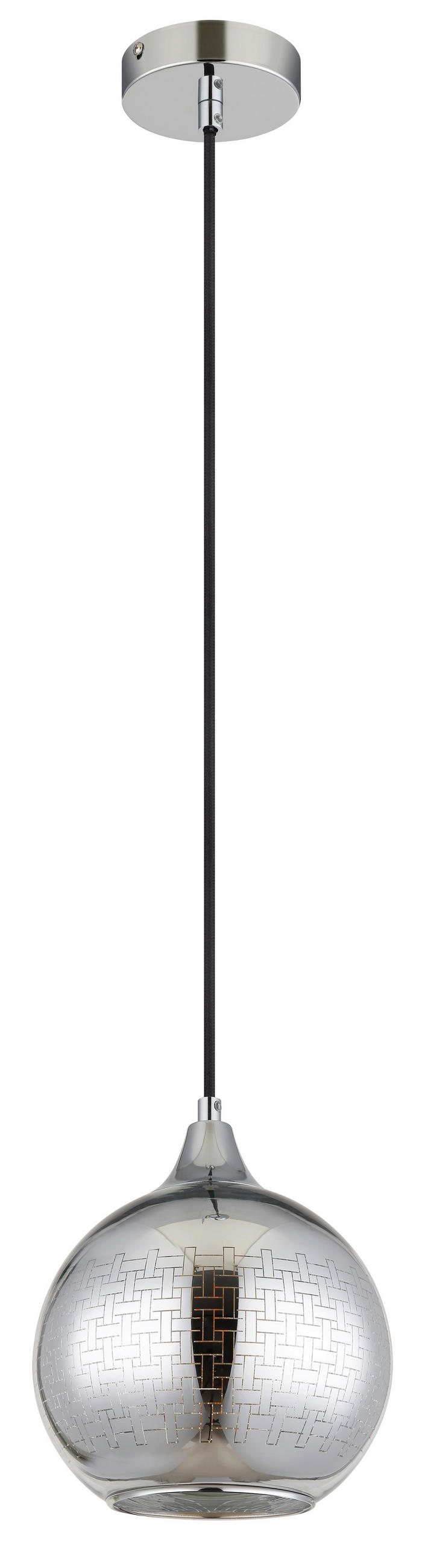 HÄNGELEUCHTE 25/131 cm  - Chromfarben/Silberfarben, Basics, Glas/Textil (25/131cm) - Globo