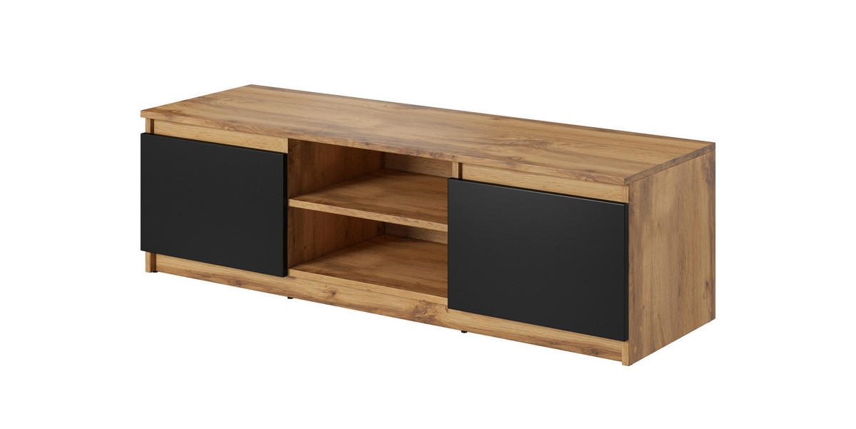 LOWBOARD  120/35,5/38 cm  stehend  - Eiche Wotan/Schwarz, Design, Holzwerkstoff/Kunststoff (120/35,5/38cm) - Livetastic