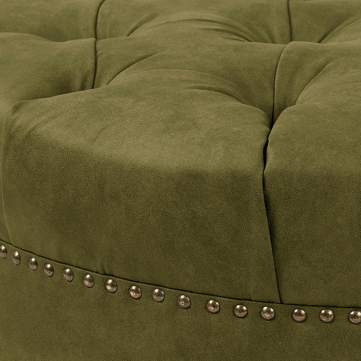 HOCKER in Textil Olivgrün  - Braun/Olivgrün, Design, Holz/Textil (80/45/80cm) - Livetastic