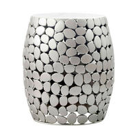 BEISTELLTISCH Silberfarben rund  - Silberfarben, Design, Stein/Metall (40/46/40cm) - Livetastic