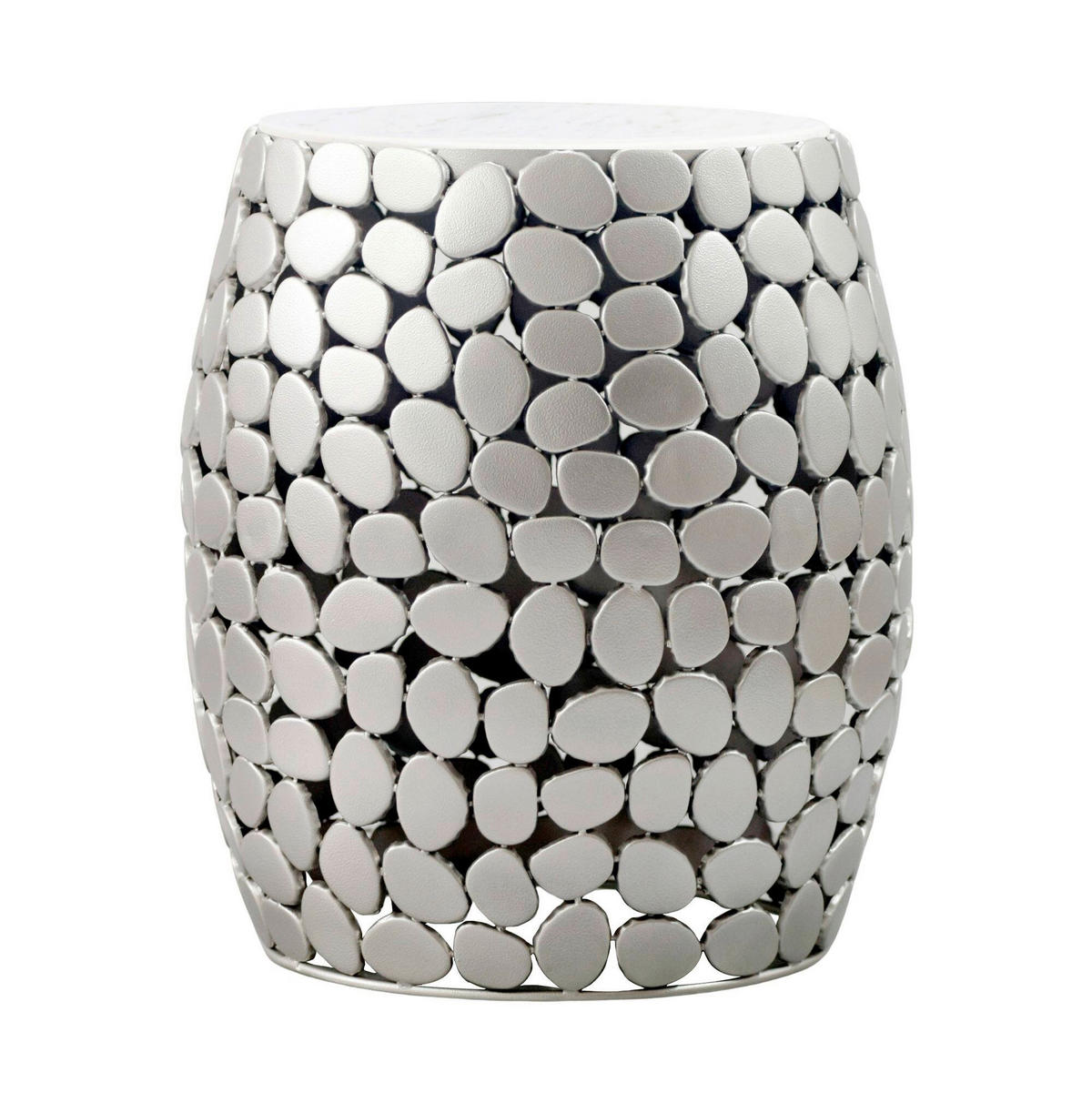 BEISTELLTISCH Silberfarben rund  - Silberfarben, Design, Stein/Metall (40/46/40cm) - Livetastic