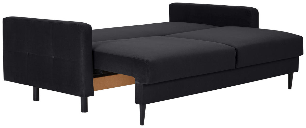 SCHLAFSOFA in Samt Schwarz  - Schwarz, Konventionell, Holz/Textil (220/95/98cm) - MID.YOU