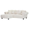 ECKSOFA  in Plüsch Weiß  190/288 cm  - Dunkelbraun/Weiß, KONVENTIONELL, Holz/Textil (190/288cm) - Carryhome