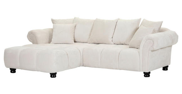 ECKSOFA  in Plüsch Weiß  190/288 cm  - Dunkelbraun/Weiß, KONVENTIONELL, Holz/Textil (190/288cm) - Carryhome