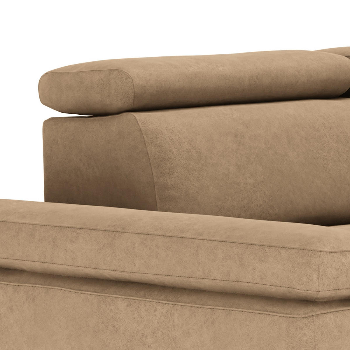 CANAPÉ D'ANGLE in Mikrofaser Sandfarben  - Sandfarben/Silberfarben, Konventionell, Textil/Metall (182/82/259cm) - Trendmanufaktur