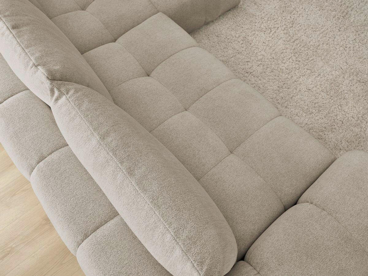 ECKSCHLAFSOFA EVEREST  mit Rücken echt, Armteil links, Armteil rechts Flachgewebe Taupe  - Taupe/Schwarz, MODERN, Kunststoff/Textil (180/318cm) - Livetastic
