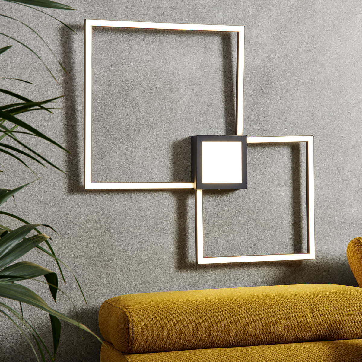 STROPNÉ LED SVIETIDLO, 65/65/5 cm - antracitová, Design, kov/plast (65/65/5cm) - Novel