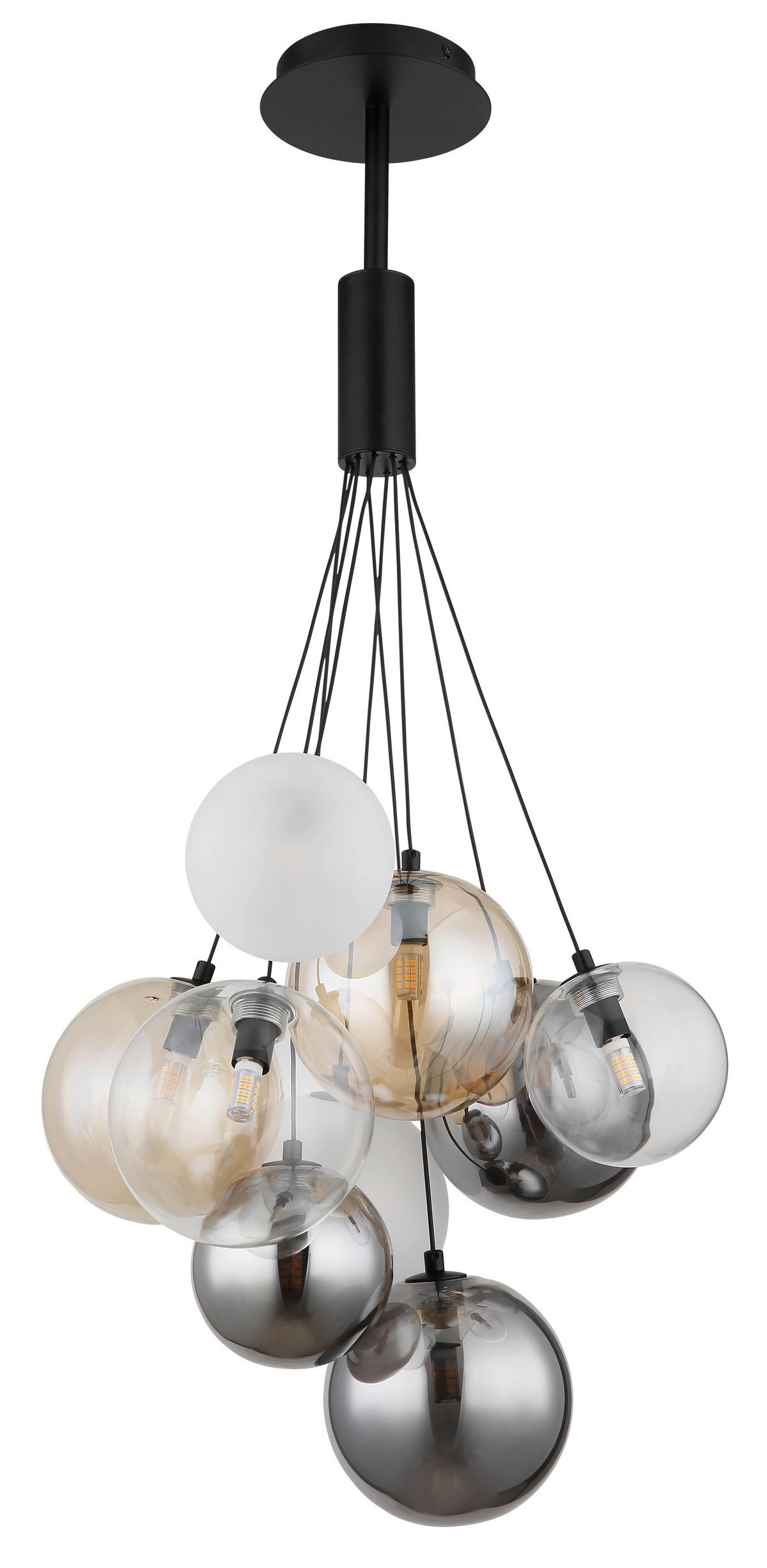 HÄNGELEUCHTE 45/90 cm    - Perlmutt/Schwarz, Design, Glas/Metall (45/90cm) - Globo
