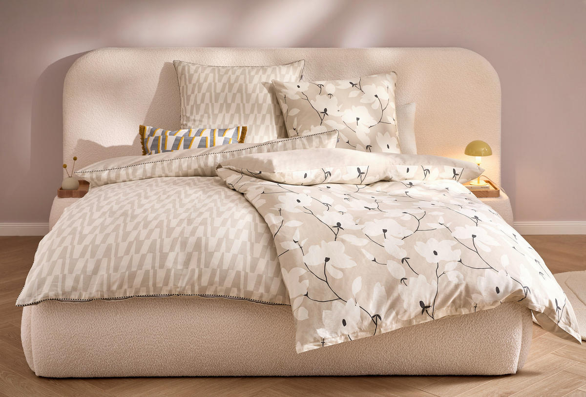 WENDEBETTWÄSCHE SW-Favour beige Satin 135/200 cm  - Beige/Creme, Design, Textil (135/200cm) - Schöner Wohnen