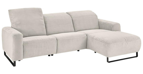 ECKSOFA in Cord Creme  - Creme/Schwarz, KONVENTIONELL, Textil/Metall (266/180cm) - Hom`in