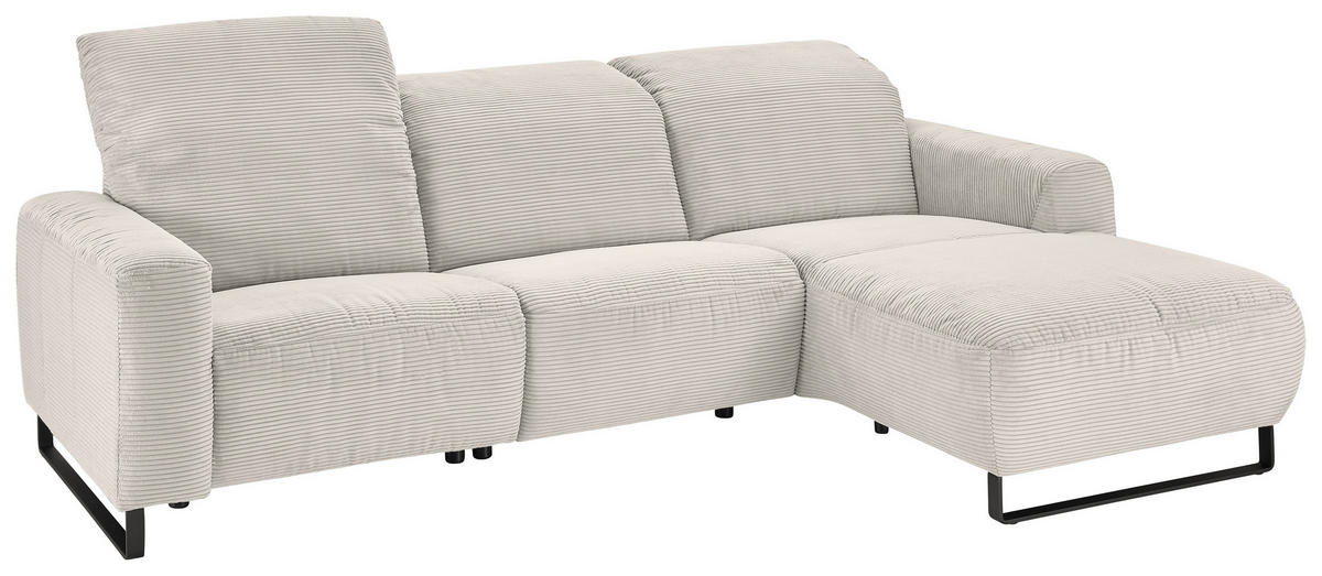 ECKSOFA in Cord Creme  - Creme/Schwarz, Konventionell, Textil/Metall (266/180cm) - Hom`in