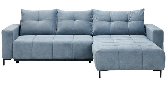 ECKSOFA  in Webstoff Blaugrau  - Blaugrau/Schwarz, KONVENTIONELL, Textil/Metall (292/192cm) - Carryhome