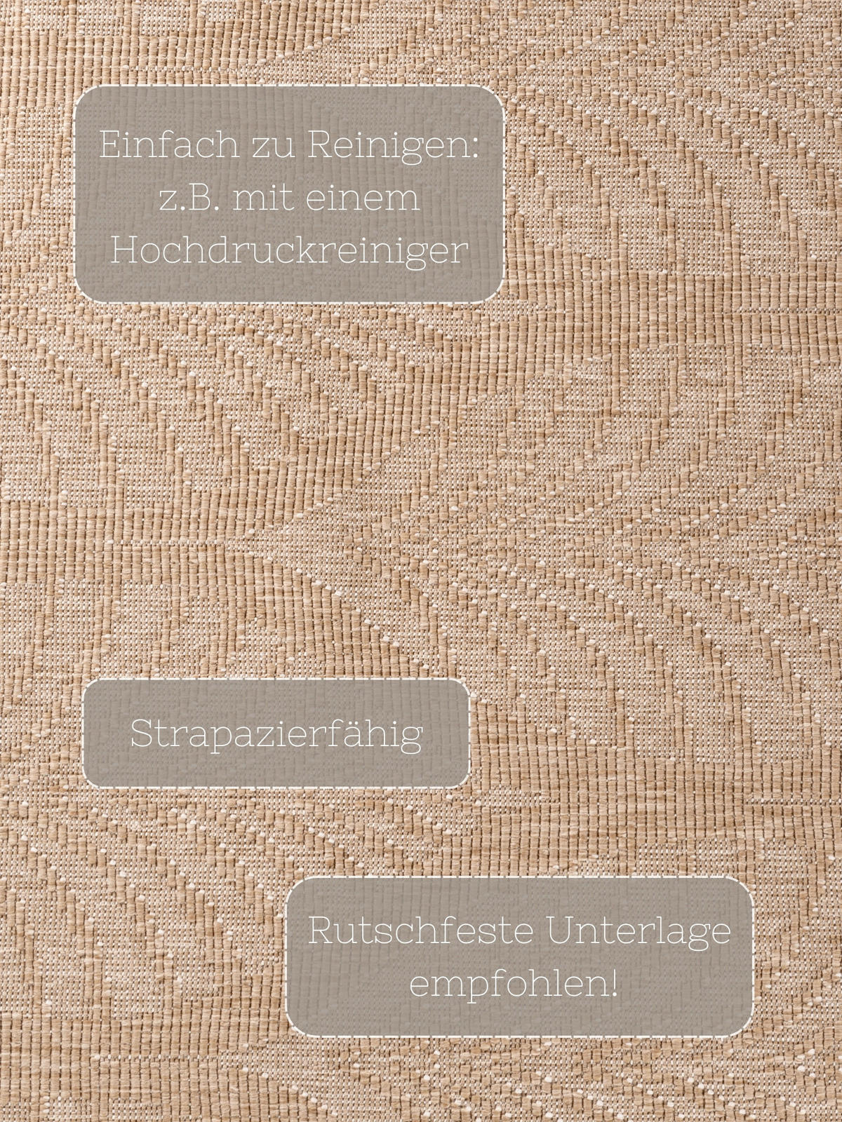 OUTDOORTEPPICH 160 cm Duet Weiß, Sandfarben  - Sandfarben/Weiß, Design, Kunststoff (160cm)