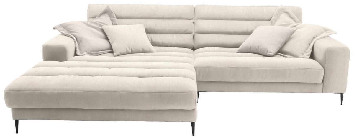 ECKSOFA in Flachgewebe Beige  - Beige/Schwarz, Design, Textil/Metall (207/296cm) - Dieter Knoll